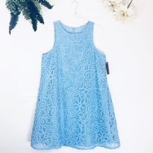 Cremieux Retro Floral Appliqué 60’s Wendy’s Blue Dress NWT Size 10